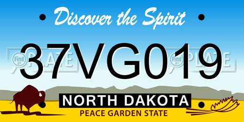 37VG019 North Dakota License Plate