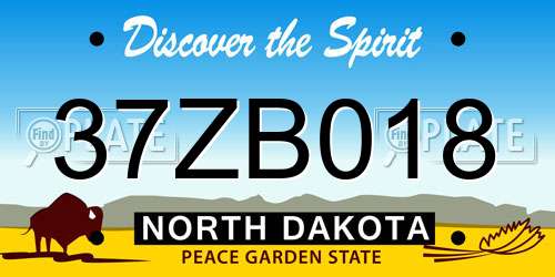 37ZB018 North Dakota License Plate