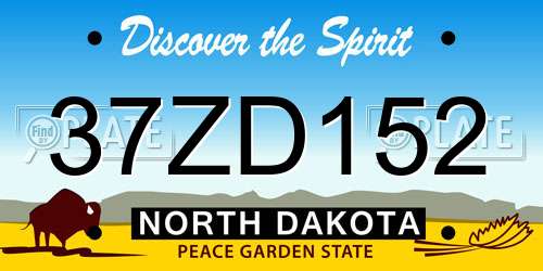 37ZD152 North Dakota License Plate
