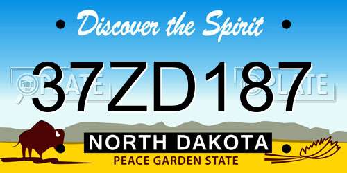 37ZD187 North Dakota License Plate