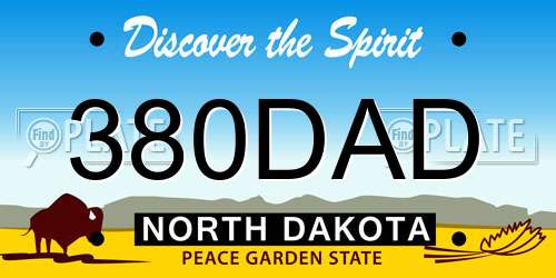 380DAD North Dakota License Plate