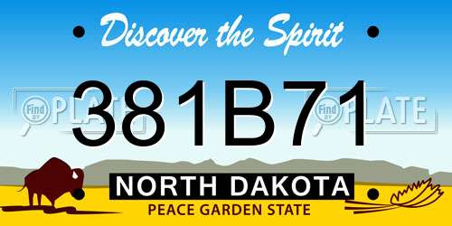 381B71 North Dakota License Plate