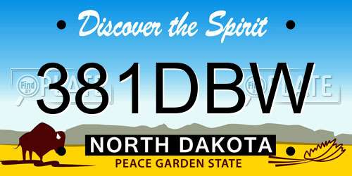 381DBW North Dakota License Plate