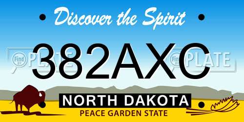 382AXC North Dakota License Plate
