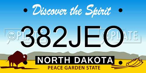 382JEO North Dakota License Plate