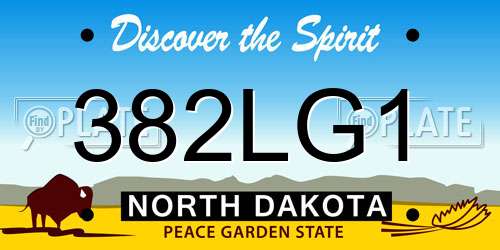 382LG1 North Dakota License Plate