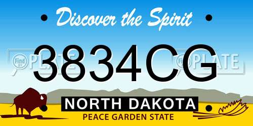 3834CG North Dakota License Plate
