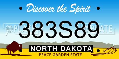 383S89 North Dakota License Plate