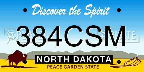 384CSM North Dakota License Plate