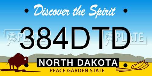 384DTD North Dakota License Plate
