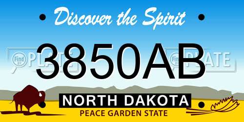 3850AB North Dakota License Plate