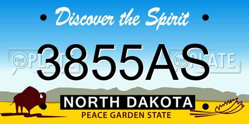 3855AS North Dakota License Plate