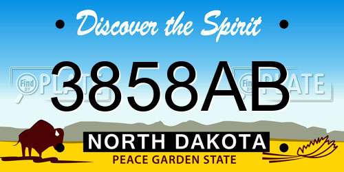 3858AB North Dakota License Plate
