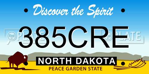 385CRE North Dakota License Plate