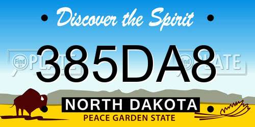 385DA8 North Dakota License Plate