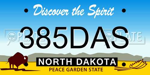 385DAS North Dakota License Plate