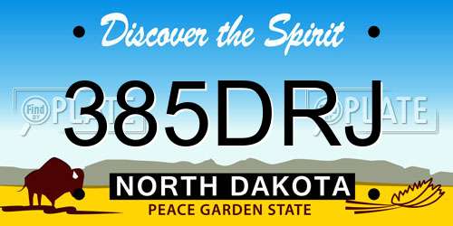 385DRJ North Dakota License Plate