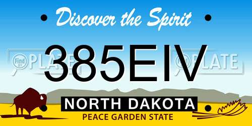 385EIV North Dakota License Plate