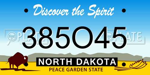 385O45 North Dakota License Plate
