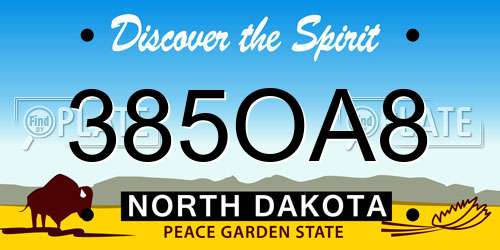385OA8 North Dakota License Plate