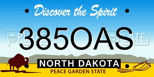 385OAS North Dakota License Plate