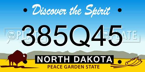 385Q45 North Dakota License Plate