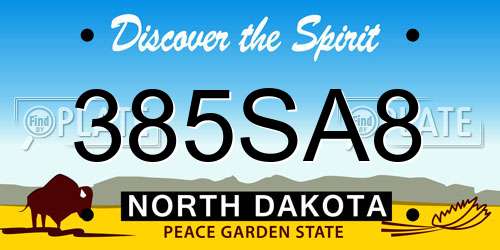 385SA8 North Dakota License Plate