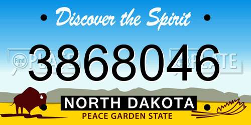 3868046 North Dakota License Plate