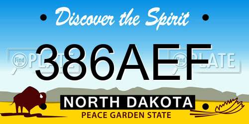 386AEF North Dakota License Plate