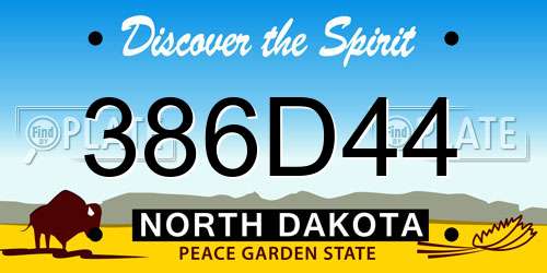 386D44 North Dakota License Plate
