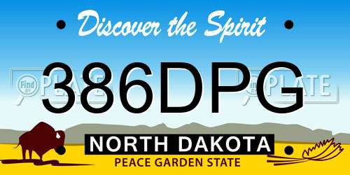 386DPG North Dakota License Plate