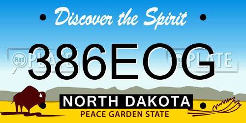 386EOG North Dakota License Plate