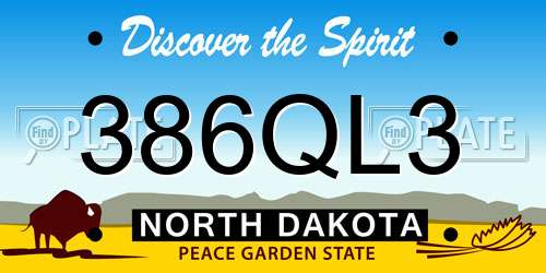 386QL3 North Dakota License Plate