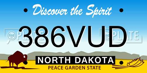 386VUD North Dakota License Plate