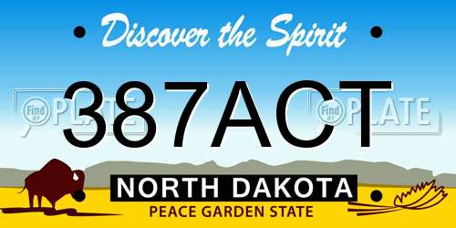 387ACT North Dakota License Plate