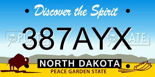 387AYX North Dakota License Plate
