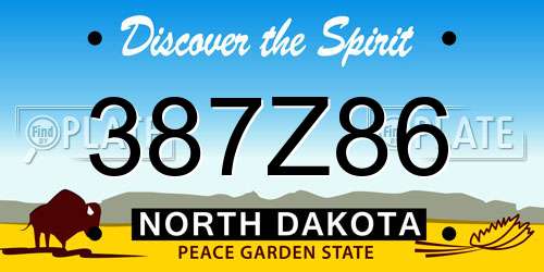 387Z86 North Dakota License Plate