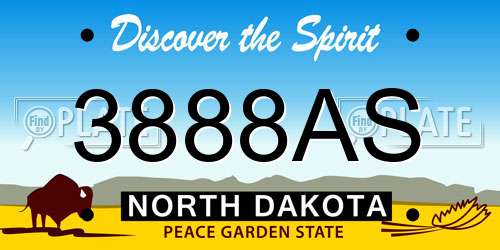 3888AS North Dakota License Plate