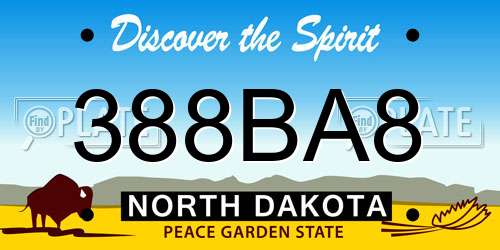 388BA8 North Dakota License Plate