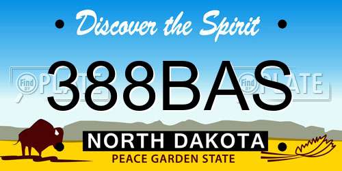 388BAS North Dakota License Plate