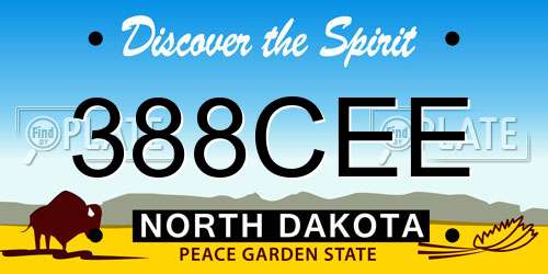 388CEE North Dakota License Plate