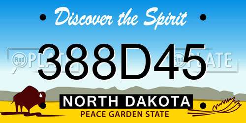 388D45 North Dakota License Plate