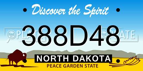 388D48 North Dakota License Plate