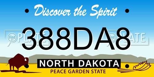 388DA8 North Dakota License Plate