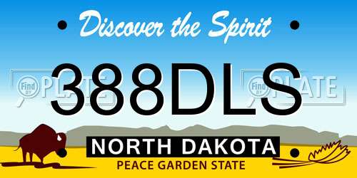 388DLS North Dakota License Plate