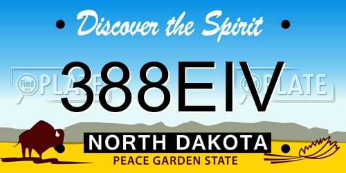 388EIV North Dakota License Plate