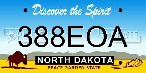388EOA North Dakota License Plate