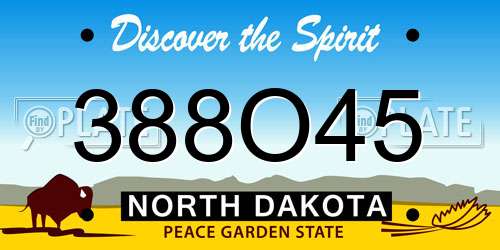 388O45 North Dakota License Plate