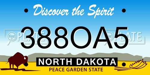 388OA5 North Dakota License Plate
