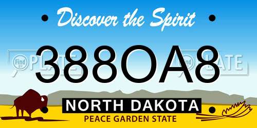 388OA8 North Dakota License Plate